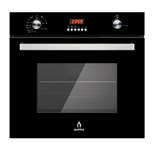 SUPRA Horno a Gas Empotrable en Cristal Templado Negro con Quemador de...