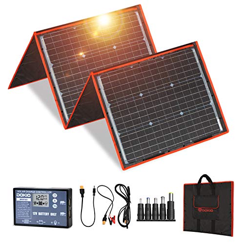 DOKIO Kit de panel solar portátil de 160 W y 18 V (solo 9 libras) cargador...